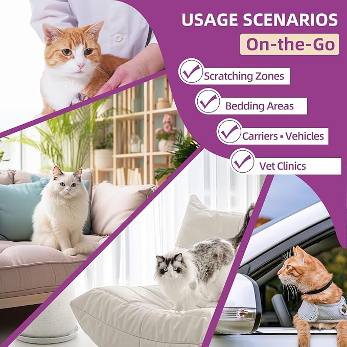 Cat Calming Pheromone Spray Kit Feline Calm Pheromones Vet Recommended Drug-Free Anxiety Relief for Multi-Cat Homes,Stops Scratching & Urine Marking,60-Day Supply | Drug-Free (2)