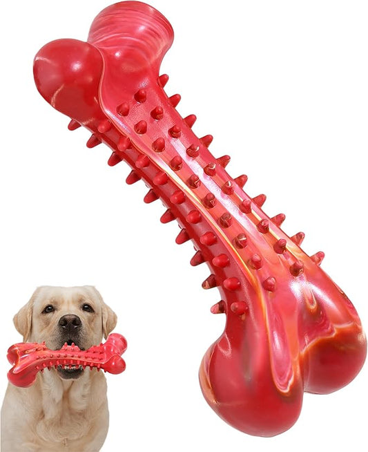 IPTPAS Dog Chew Toy for Aggressive Chewers, Tough Natural Rubber Bone with Irresistible Beef Flavor, Long-Lasting Teeth Cleaning & Reduce Boredom, Durable Dog Dental Toy for Small Medium Large Breeds