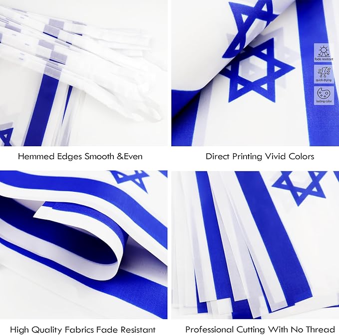Israel String Flag Pennant Banner - 38 Flags, 42 Feet Small Mini Israeli Flags Bunting Banner for Country Decoration, School, Party, Sports Events