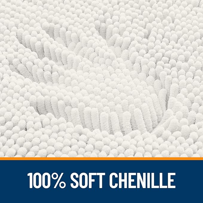 OLANLY Bathroom Rugs 32x20, Extra Soft Absorbent Chenille Bath Rugs, Rubber Backing Quick Dry, Machine Washable Bath Mats for Bathroom Floor, Tub and Shower, Home Decor Accessories, Ivory