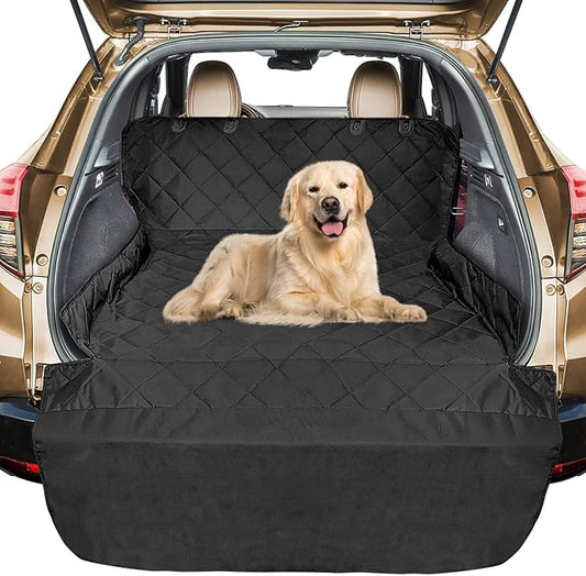 Veckle Extra Large SUV Cargo Liner for Dogs 106", Foldable Cargo Cover for Full-Size SUVs & Minivans, Waterproof Pet Trunk Mat with Bumper Flap, Non-Slip, Black