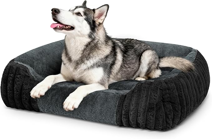 Dog Beds for Extra Large Dogs 43x35 Inch, Comfort-Sided Orthopedic XXL Dog Bed Couch with Breathable Shredded Memory Foam, Faux Rabbit Fur Pet Bed, Non-Detachable, Non-Slip, Machine Washable