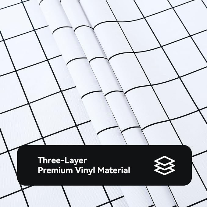 Romanstile Rectangle Vinyl Tablecloth, 100% Waterproof Oil-Proof Checkered Plastic Table Cloth, Heavy Duty Wipeable Table Covers for Dining, Camping, Picnic, Outdoor - 60 x 102 Inch, White