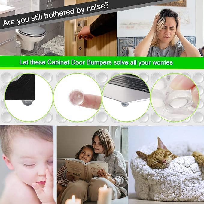 Rubber Feet Self Adhesive Door Bumpers Pads Non Skid - Stick on Rubber Feet for Electronics, Speakers, Furnitures, Appliances, Audio Equipment, Laptop - Clear Tall Hemispherical (16pcs)
