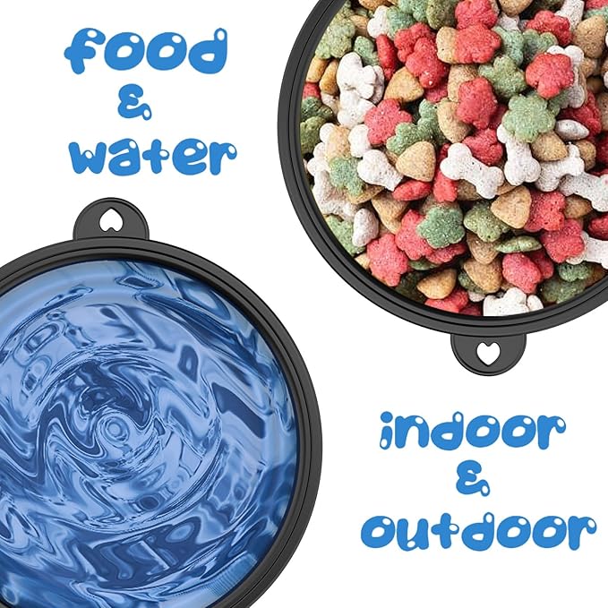 6 Pack Collapsible Dog Bowl Travel Portable Pet Bowls [12oz],Expandable Foldable Food Water Feeding Dishes for Traveling Hiking Walking,with Carabiners