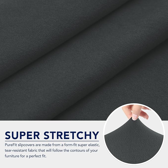 PureFit 100% Dual Waterproof Futon Cover - Stretch Non Slip Fleece Sofa Protector for Couch, Washable, Leakproof Furniture Cover for Kids, Pets, Dog (Dark Gray)
