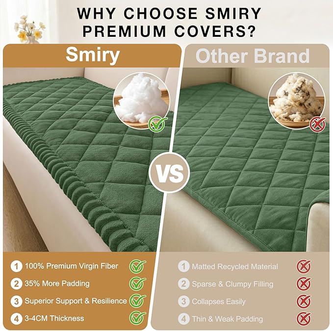 Smiry Fuzzy Couch Cover for Dogs, Non Slip Washable Pet Sofa Cover, Scratch Proof Hair Resistant Plush Sofa Slipcover, Pet Friendly Couch Cushion Protector for Cat, Green, 27.6" x 47"