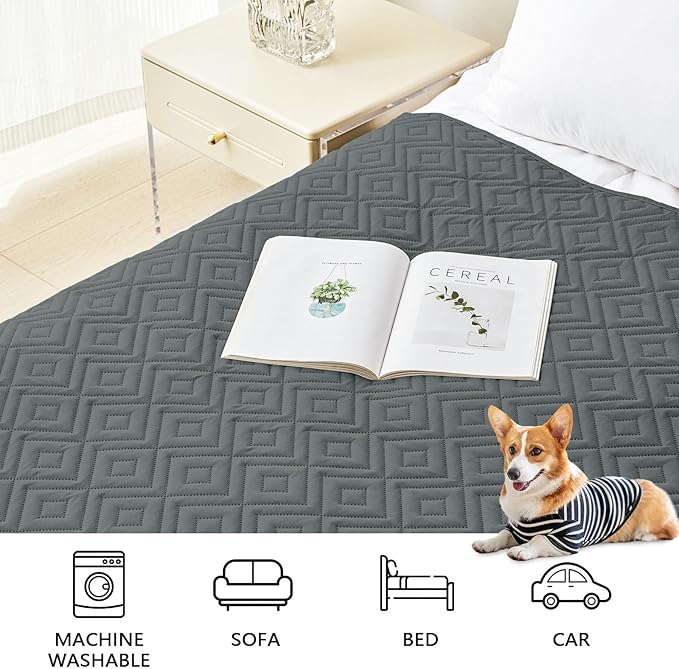 hyha Waterproof Dog Blanket, Soft Dog Bed Cover Pet Blankets, Waterproof Sofa Couch Cover for Dogs Washable, Reversible Pet Couch Covers for Sofa Furniture (30x53 Inch, Dark Grey/Dark Grey)