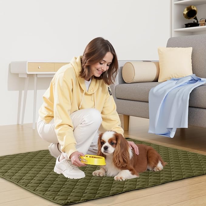 Smiry Waterproof Dog Bed Cover Blanket, Soft Reversible Pet Blanket, Washable Leakproof Cats Dogs Couch Cover for Sofa, Couch, Furniture, Plaid (52x82 Inch, Green/Navy)