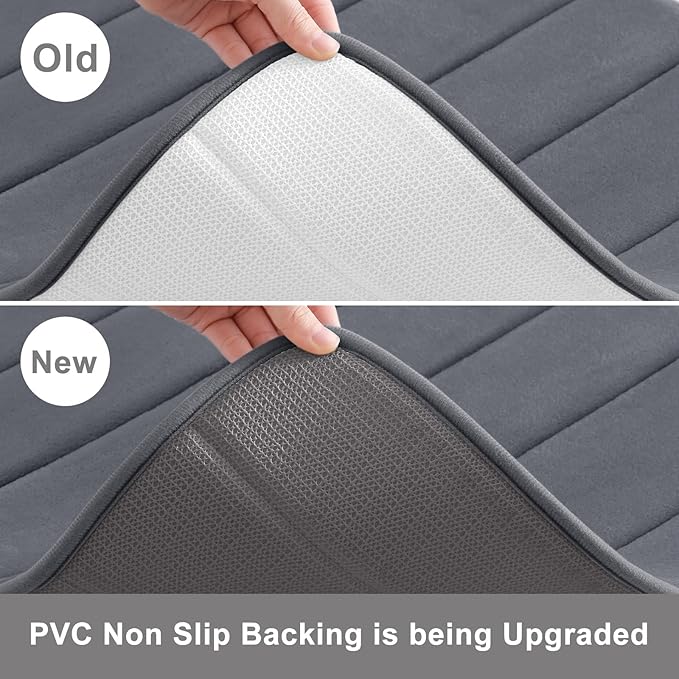 Buganda Memory Foam U-Shaped Contour Toilet Rugs, Non Slip Absorbent, Thick Soft Washable Bathroom Mat, Floor Carpet Bath Rugs Mat for Toilet Base (24" x 20", Dark Grey)