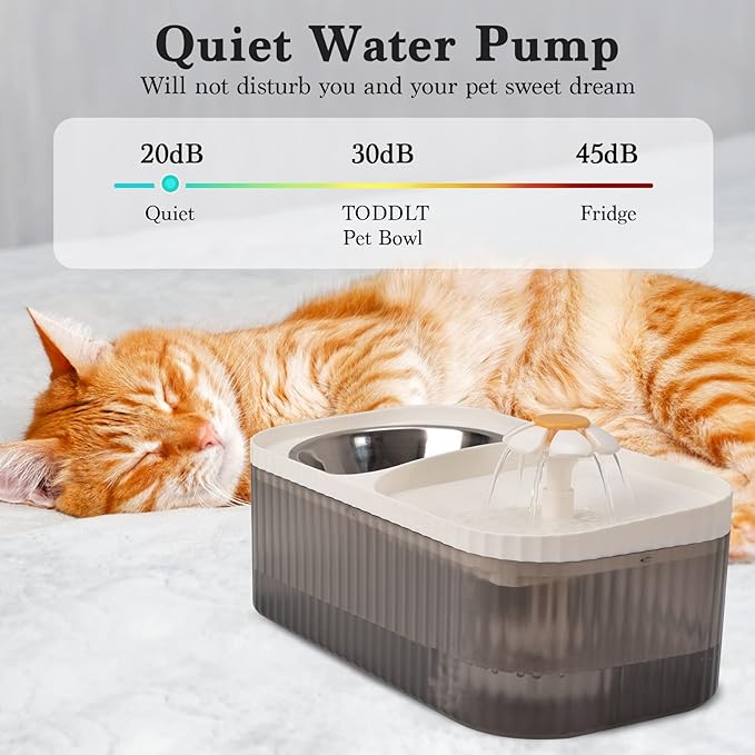 Cat Water Fountain - Super Quiet Automatic Pet Water Dispenser, 100oz/3L with Stainless Steel Cat Bowls and Long Life Span Pump