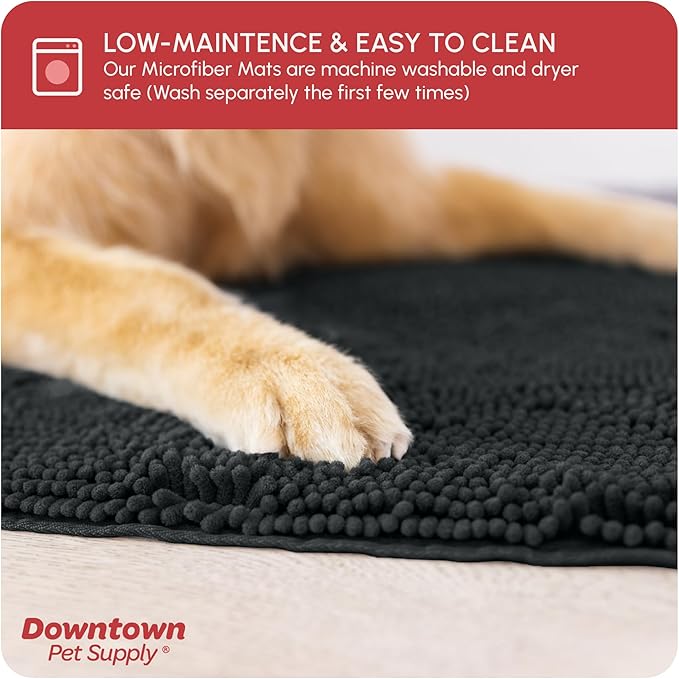 My Doggy Place Dog Mud Mat, 36" x 26" Charcoal – Thick Microfiber Entry Rug for Snow, Mud & Salt – Absorbent, Quick-Dry, Washer-Safe & Non-Slip, Large