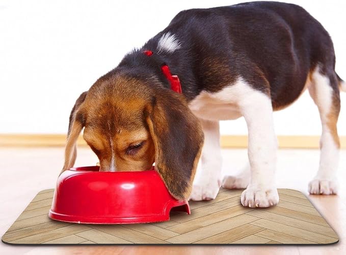 Dog Food Mats for Floors Waterproof, Dog Cat Water Bowl Mats Pet Feeding Absorbent Mat Dog Cat Pet Placemats for Food and Water Wood 12 * 20 inch