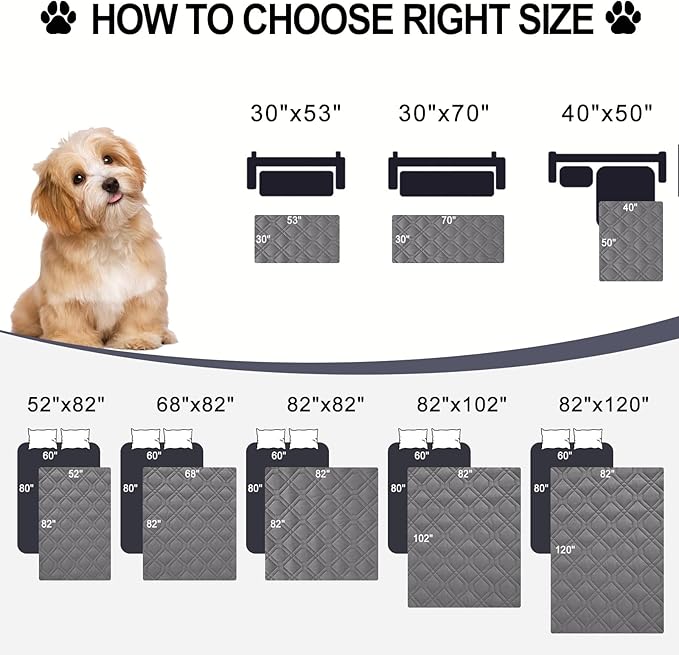 Smiry Reversible Waterproof Couch Covers for Sofa, Washable Dogs Pet Couch Covers for 3 Cushion Sofa Pet Friendly, Water Resistant Furniture Protector Slipcover, Geometric (30"x53", Grey/Light Grey)