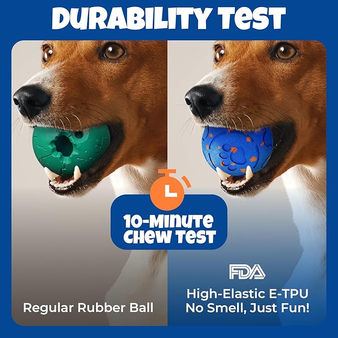 Fsitego Dog Balls: Interactive Dog Ball Auto Rolling - Interactive Dog Toys for Aggressive Chewers - Bouncy & Throwable, Type-C Rechargeable, Washable, for Small & Medium & Large Dogs – Blue