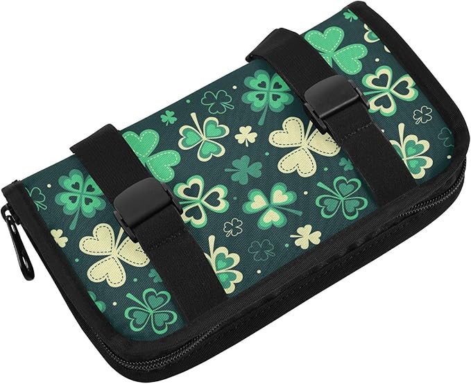 Car Tissue Holder Car Napkin Holder Car Tissue Box Dispenser Storage Case Sun Visor Mask Holder with Adjustable Straps Reusable Refillable Green Clover Leaves