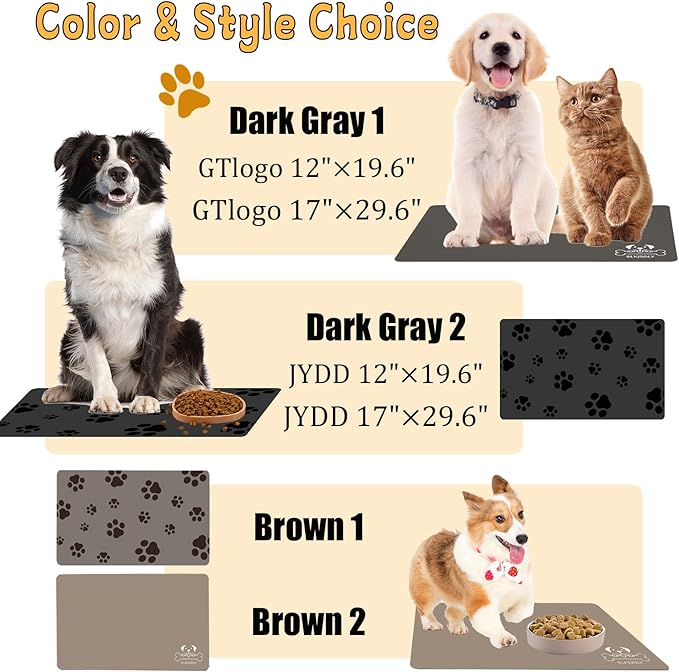 18"×30" Brown Absorbent Dog Mat for Food and Water Bowl- Quick Dry Durable Feeding Mat for Dog and Cat Easy Cleaning Pet Supplies for Messy Pets