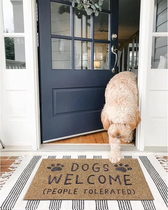 AAZZKANG Dog Doormat Funny Paw Mat Large 36"x24" with Non Slip Rubber Backing Easy to Clean Welcome Mats for Front Door,Patio,High Traffic Areas