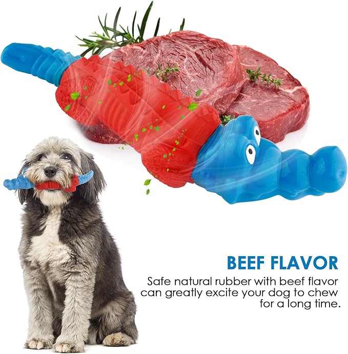 petizer Dog Toys for Aggressive Chewers, Dog Teething Chew Toy, Tough Rubber Nylon Chew Toy,IndestructibleToy for Medium & Large Breeds,Red and Blue Alligator