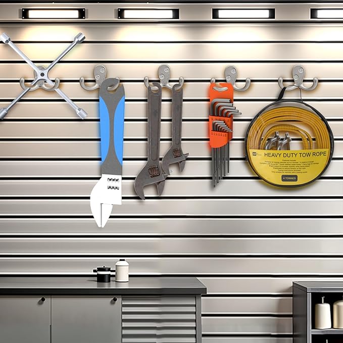 Coat Hooks Wall Hooks for Hanging - 25 Pack Silver Double Prong Hook Wall Mounted - Great for Living Room, Bedroom, Kitchen, Closet for Coat, Bag, Towel, Hat, Key, Cup, Heavy-Duty, Easy to Install