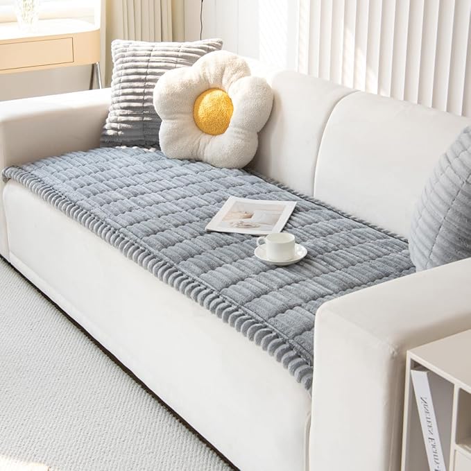 Mitid Sofa Cover Fuzzy Couch Cover for Pet, Couch Covers for Dogs Washable Non-Slip Sofa Slipcover Cushion Protector Pets Friendly Mat Bed