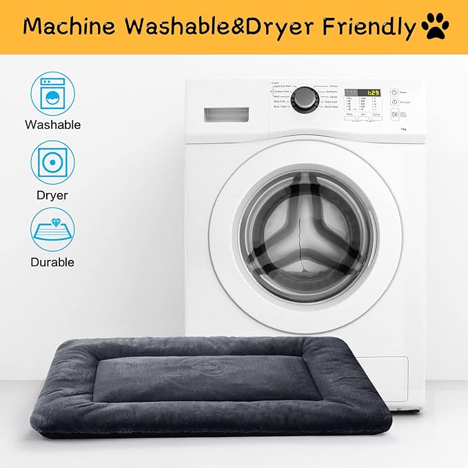 Dog Beds Crate Pad for Medium Dogs Fit Dog Crates,Washable & Anti-Slip Kennel Pad for Dogs Cozy Sleeping Mat,Dark Gray 30inch