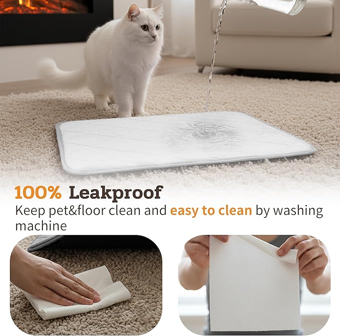 NWK Fluffy Self Warming Cat Mat, Cat Blanket, Thermal Dog Mat, Washable, Non-Slip Bottom for Sofa & Crate & Kennel & Car Seat (Creamy White, Small (20'' X 16'' X 0.4''))