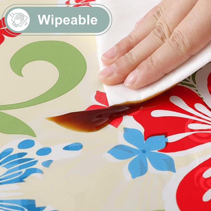 misaya Rectangle Waterproof Vinyl Table Cloth, Wipeable Tablecloth with Flannel Backing, Plastic Table Cover for Dinner, Picnic, Indoor and Outdoor (Butterfly, 52" x 70")