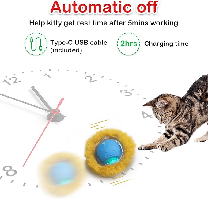 Giociv Interactive Cat Toys Ball Fast Rolling in Pocket, Motion Activate Chirping Cat Ball Christmas Cat Toys 2025 Cat's Gift