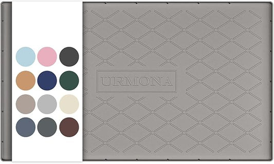 URMONA 37" x 22" Waterproof Silicone Mat in Multiple Sizes & Colors, Under Sink Mat for Kitchen & Bathroom, Pet Food Pad for Dogs & Cats, Kitchen Cabinet Liner, Multi-Purpose for Storage(Beige)