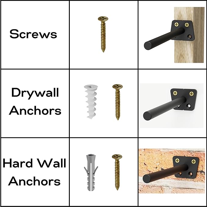 EVALD Hidden Floating Shelf Bracket | 6-Inch Heavy Duty Blind Shelf Support | Kitchen & Fireplace Mantel Bracket | Invisible Wall Mount Bracket 4 Pack