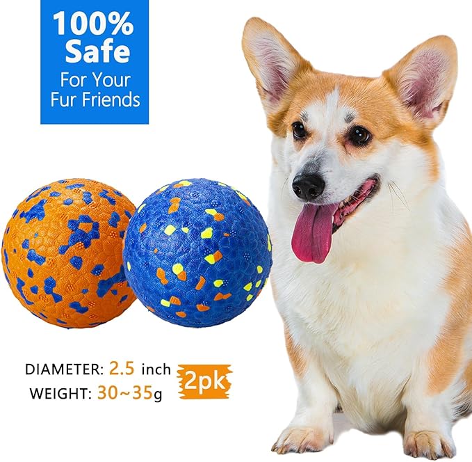 POUPUA Indestructible Dog Tennis Balls for Aggressive Chewers, Indestructible Dog Balls for Fetch Game, Durable Bouncy Lightweight Floating Toys
