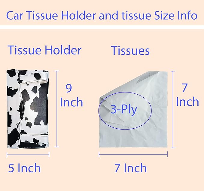 Car Tissue Holder with Facial Tissues Bulk - Visor Tissue Holder with 7 Packs of Car Tissue Refills, Travel Tissue Refillable for Napkin Holder, Napkin Fit All Cars Tissue Dispenser