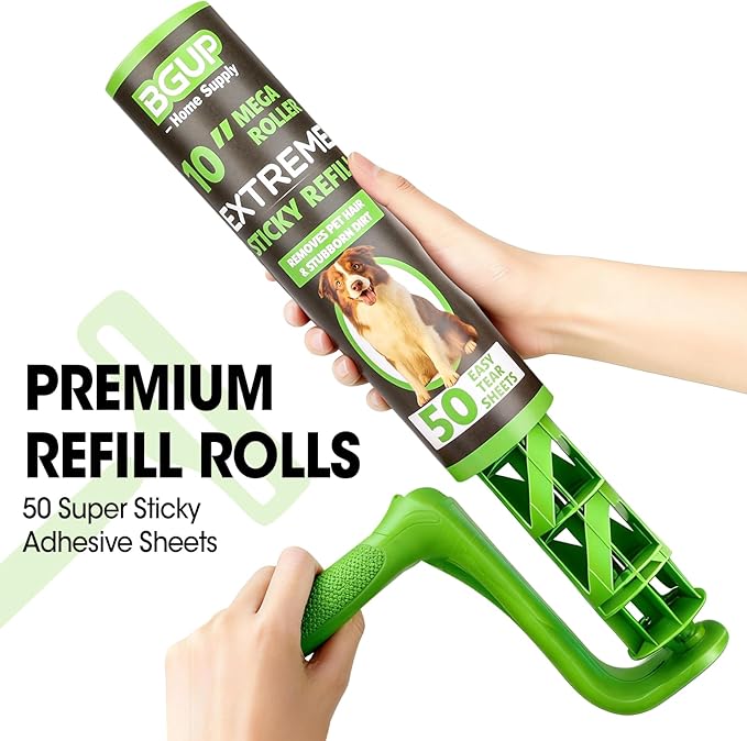 10 Inch Lint Roller Refills, 6 Rolls 300 Sheets Large Lint Rollers for Pet Hair Extra Sticky, Easily Remove Carpets, Clothes, Couch and Curtains Dust (Not Include Lint Roller Handle)