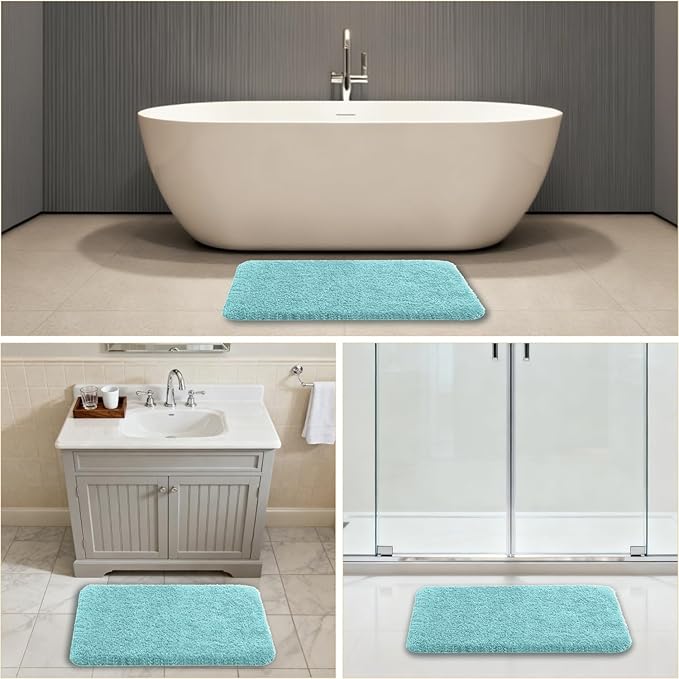 Aqua Haze Bathroom Rugs 20"x32" - Soft Plush Bath Mat, Non Slip Absorbent Microfiber Bathroom Rug, Machine Washable Floor Mat - Perfect for Vanity, Sink or Bathtub Area