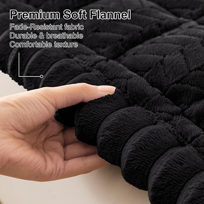 Smiry Non Slip Couch Covers for Dogs, Fuzzy Pet Couch Covers for 2-3 Cushion Sofa Pet Friendly, Soft Sofa Slipcovers Cushion Furniture Protector Washable (Black, 43" x 63")