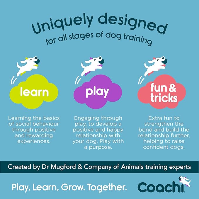 Coachi Tuggi Helix - Interactive Dog Toy for Tug of War & Play. Strong & Lightweight, Stretchy Bungee Handle, Reward Training, Interrupting Biting & Chewing, Ideal for Agility & Suitable for Puppies