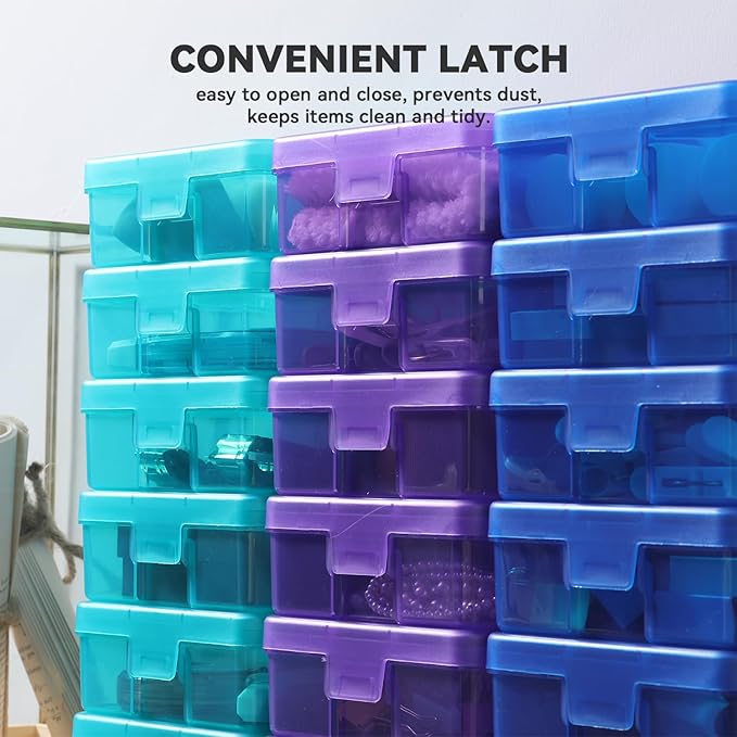 novelinks 18 Pack Small Plastic Storage Containers Clear Arts & Crafts Storage Boxes & Organizers Stackable Small Containers With Lids For Organizin (Set 4)