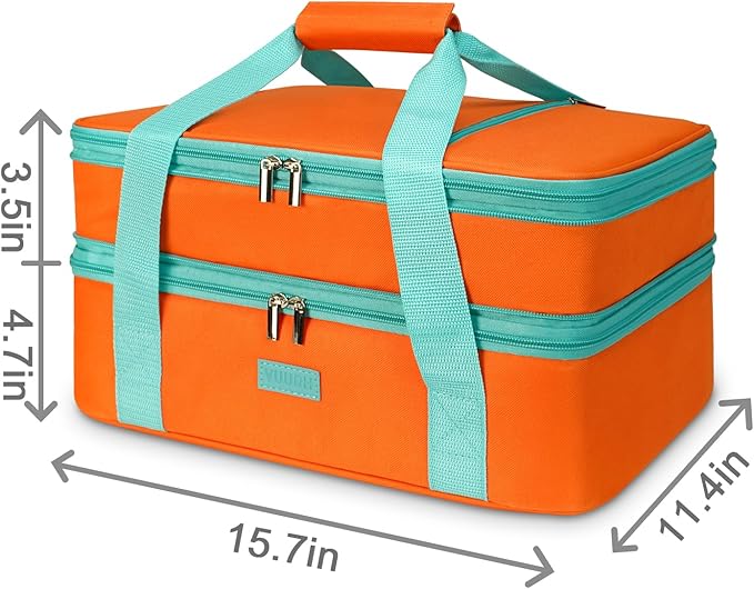 Vuudh Expandable Casserole Carrier Bag - Double Decker Food Bag, Insulated Casserole Carrier for Hot or Cold Food, Lasagna Holder Tote for Picnics,Beaches,Traveling or Gifts