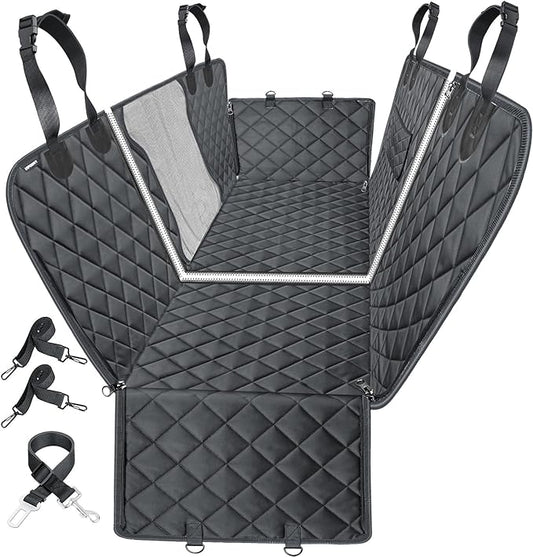 URPOWER 6-in-1 Dog Car Seat Cover for Back Seat, Waterproof Dog Car Hammock with Mesh Window & Side Flap, Pet Backseat Protector for Car, SUV, Truck
