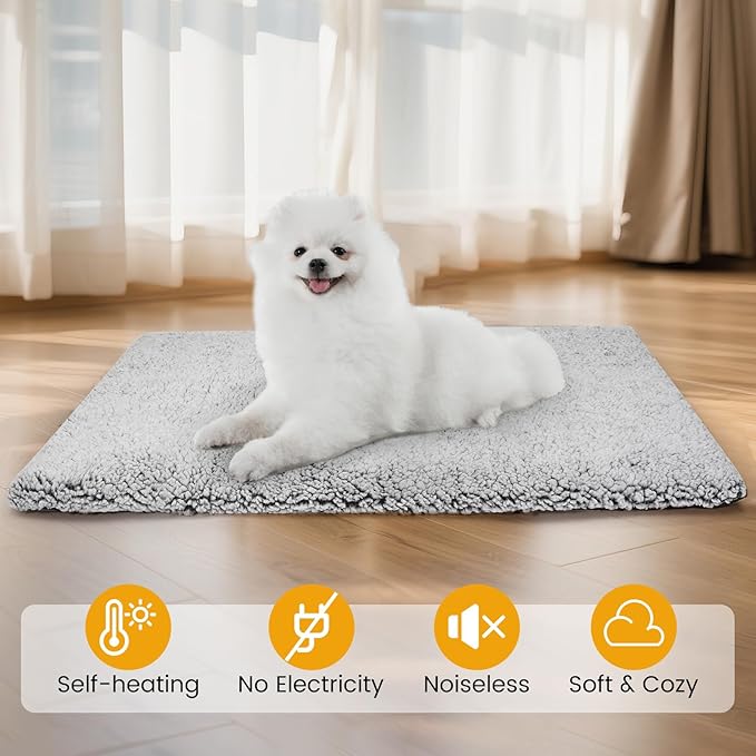 Buvlnee Self Warming Cat Bed Mat, Self Heating Mat for Dog, Extra Warm Thermal Pet Pad with Non-Slip Bottom, Removable Washable Cover for Indoor Outdoor Non Electric (Black, 18x24in)
