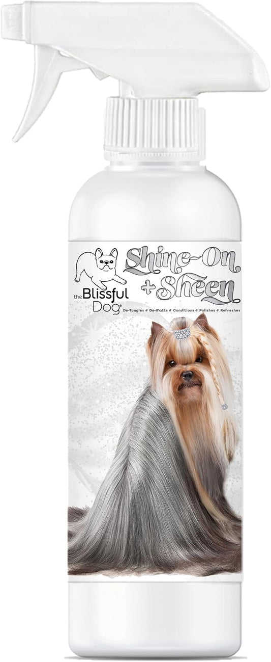 The Blissful Dog Shine-On + Sheen Coat Dog Spray, Easy-to-Use Conditioner, Sensitive Skin-Friendly Leave-in Conditioner, Detangler Spray, 16 oz.