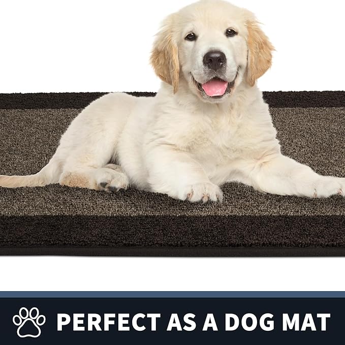 PURRUGS Dirt Trapping Door Mat 24" x 84", Non-Slip Machine Washable Entry Rug, Entrance Mat, Indoor Front Door Mat, Super Absorbent Entryway Rug for Muddy Shoes & Paws, Grayish Brown & Coffee