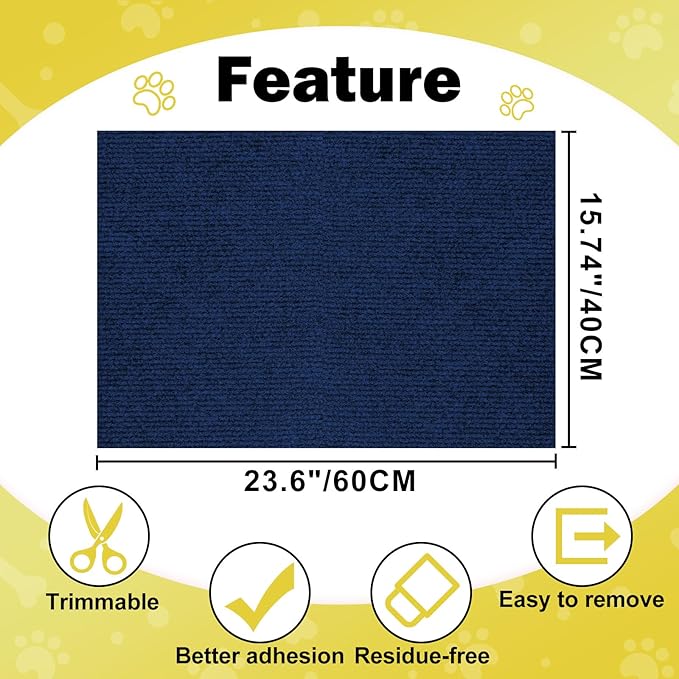 ENONCI 23.6x15.8 Couch Wall Corner Protection for Indoor Cats,Anti Scratch Furniture Protector from Cats Scratching,Trimmable Climbing Cat Scratcher Pad Play Mat Easy Use for Cat Board/Door/Carpet