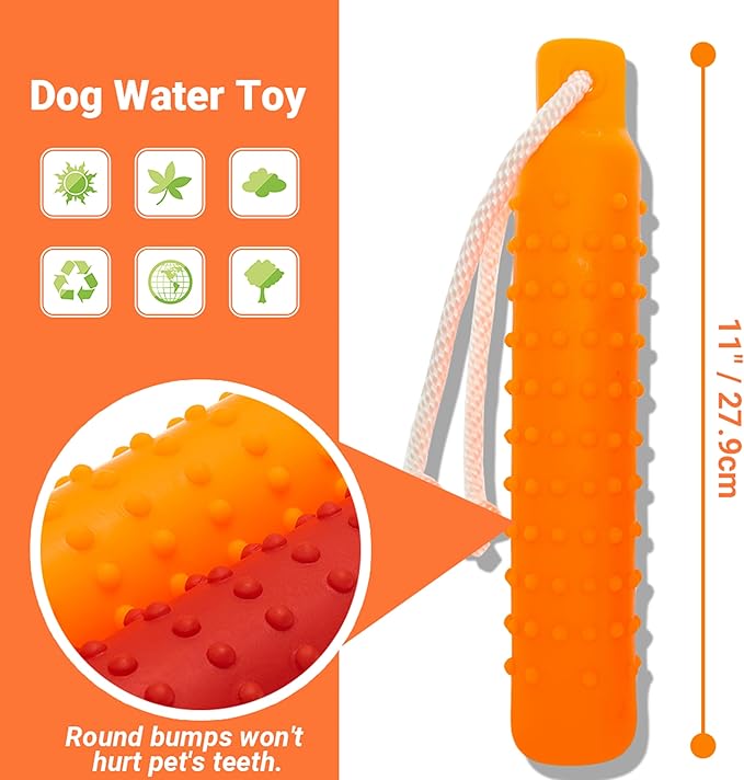 Dog Float Toy - Interactive Training Bumper & Fetching Retrieving Dog Water Toys Dummy Outdoor - Lightweight for Float on the Water Pool Fetch Rope Dog Toys for Small, Medium, Large Dogs
