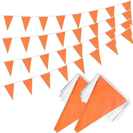 100 Feet Orange Pennant Banner Flags, 60 Pcs DIY Flag for Birthday, Party, Shops, Outdoor and Indoor Decorations, Festival Celebration (Orange)