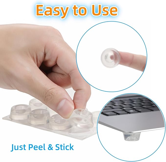 Furnigear Clear Door Bumpers - Self Adhesive Door Stoppers Wall Protectors Reduce Noise - Rubber Feet for Electronics, Speakers, Furnitures, Appliances, Audio, Laptop - Door Knob Bumper Pads (16pcs)