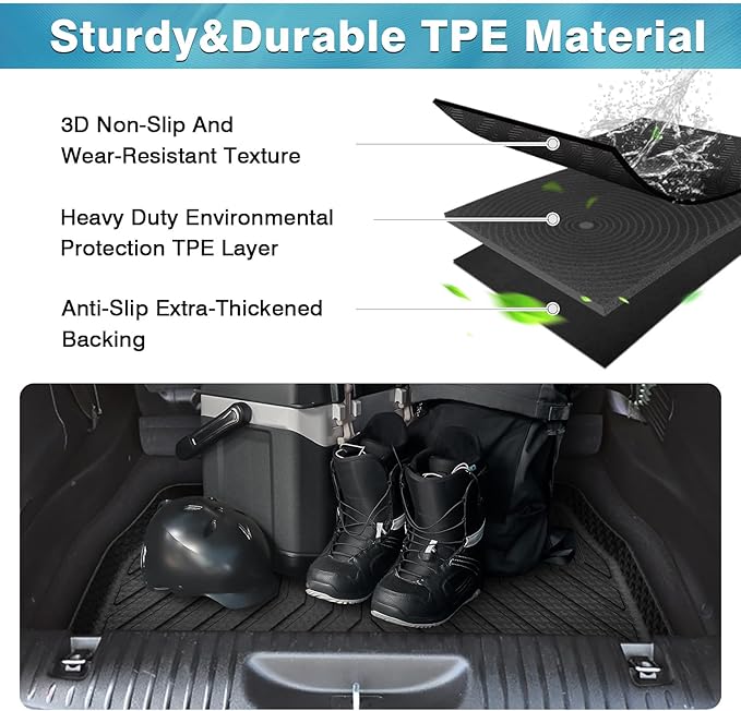 Mixsuper Custom Fit Cargo Liner for Chrysler Pacifica 2017-2025/Voyager 2020-2025, Behind The 3rd Row, All Weather Rear Cargo Mat Trunk Liner Black