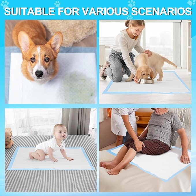 Pee Pads for Dogs 36"x48", Puppy Pads Extra Large, Disposable Thicken Pet Training Pads for Cats Doggie Rabbits, Incontinence Underpads Ultra Absorbent & Quick-Dry, Leakproof Potty Pads (100)