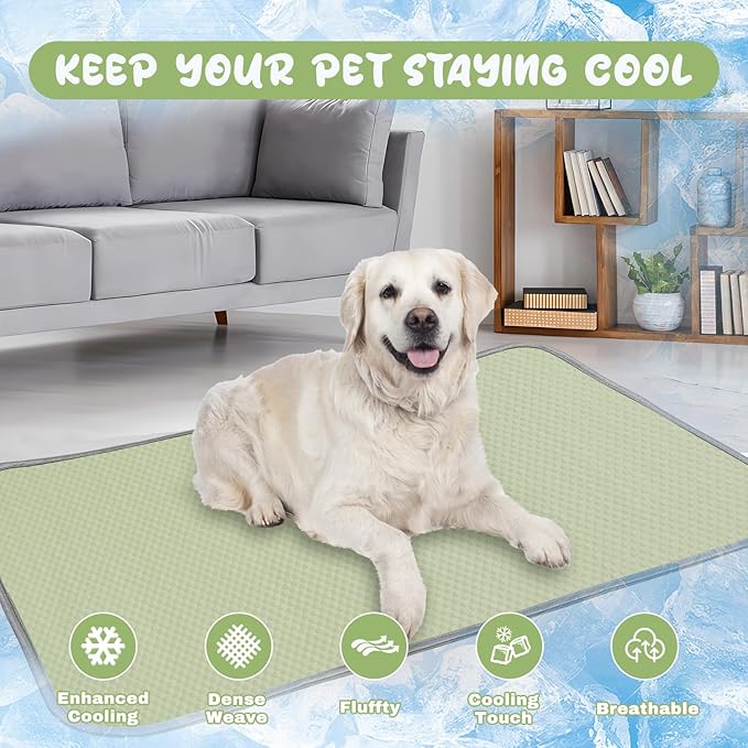 Buvlnee Summer Dog Cooling Mat Washable Ice Silk Self Cool Pad for Small Medium Large Dogs and Cats, Pet Sleeping Pad for Crate, Bed, Indoor & Outdoor Floor, Car Seats